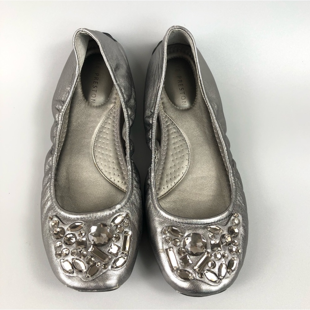Kate Preston Gray Ballet Flats w/ Faux Crystal Size 8M